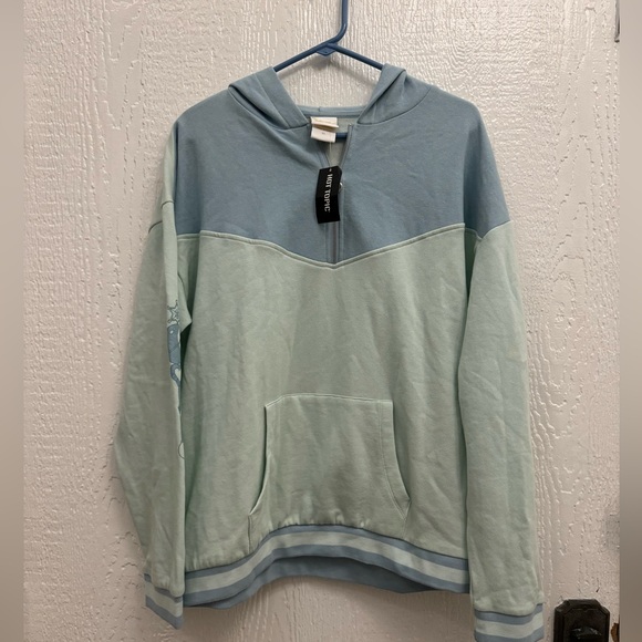 HOT TOPIC Sailor Moon Uranus & Neptune 1/4 Zip Hoodie XL NWT Light Blue Manga - Picture 2 of 11